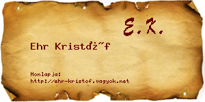Ehr Kristóf névjegykártya